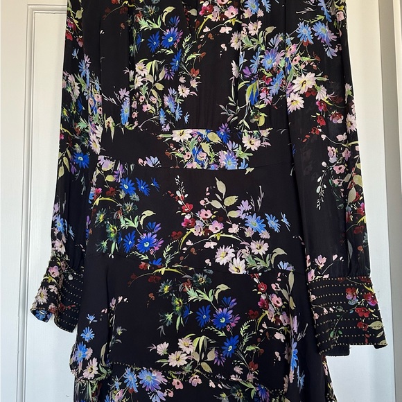 Parker black floral silk dress Size 0 - Picture 3 of 5